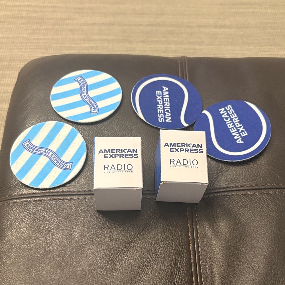 Blue and White American Express US OpenCoaster Set with 2  US Open Radios